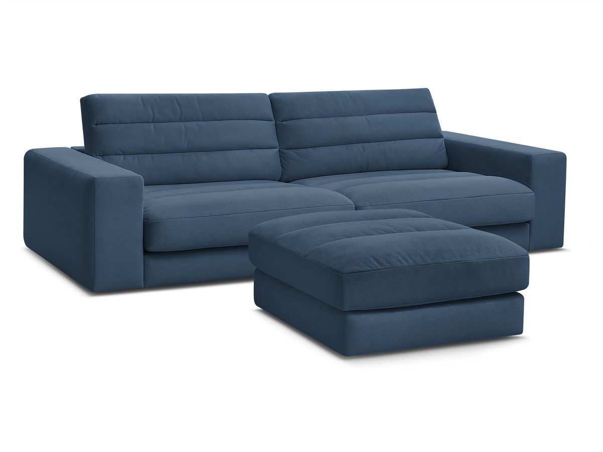 Canapé droit fixe 3 places SIERRA velours avec pouf