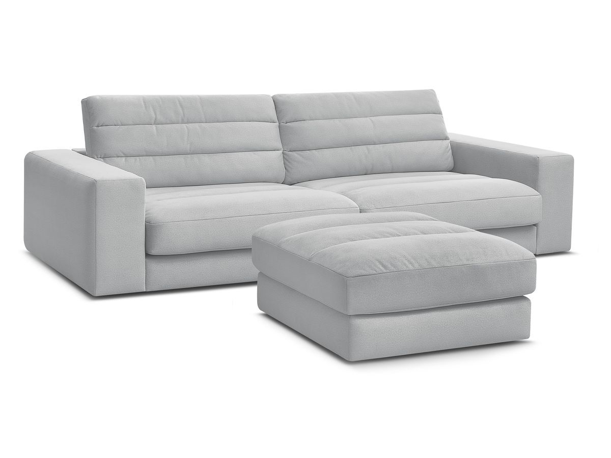Canapé droit fixe 3 places SIERRA velours avec pouf