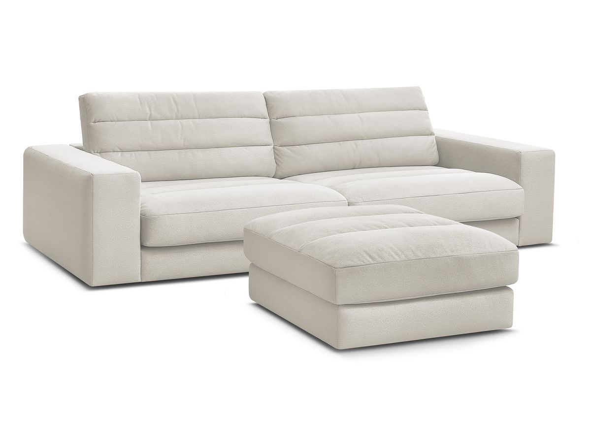 Canapé droit fixe 3 places SIERRA velours avec pouf