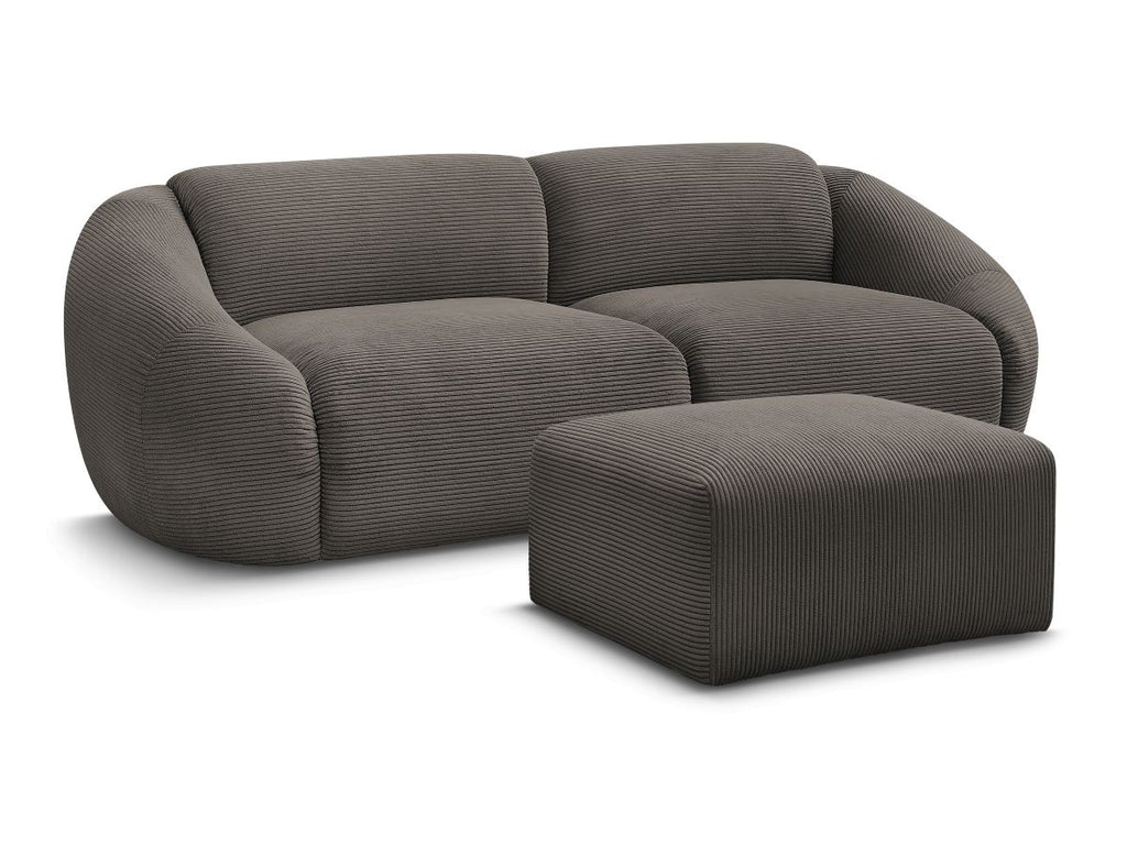 Canapé droit fixe 3 places TINA velours côtelé avec pouf