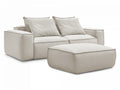 Canapé droit fixe 3 places ultra moelleux BOHEME cuir végan avec pouf