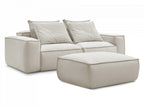 Canapé droit fixe 3 places ultra moelleux BOHEME cuir végan avec pouf