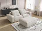 Canapé droit fixe 3 places ultra moelleux BOHEME cuir végan avec pouf