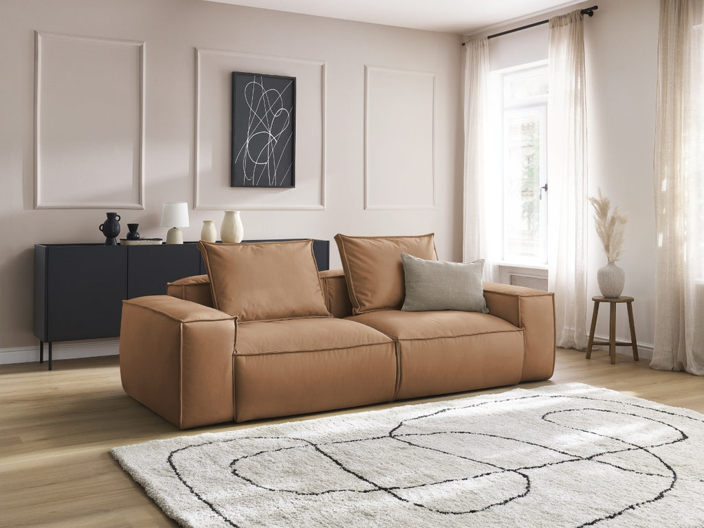 Canapé droit fixe 3 places ultra moelleux BOHEME cuir végan
