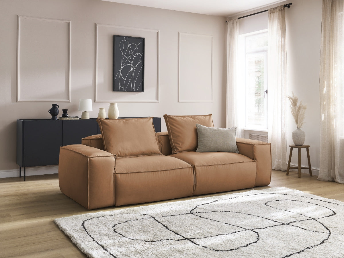 Canapé droit fixe 3 places ultra moelleux BOHEME cuir végan