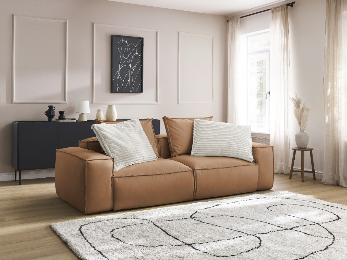 Canapé droit fixe 3 places ultra moelleux BOHEME cuir végan