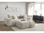 Canapé droit fixe 3 places ultra moelleux BOHEME tissu chiné avec pouf