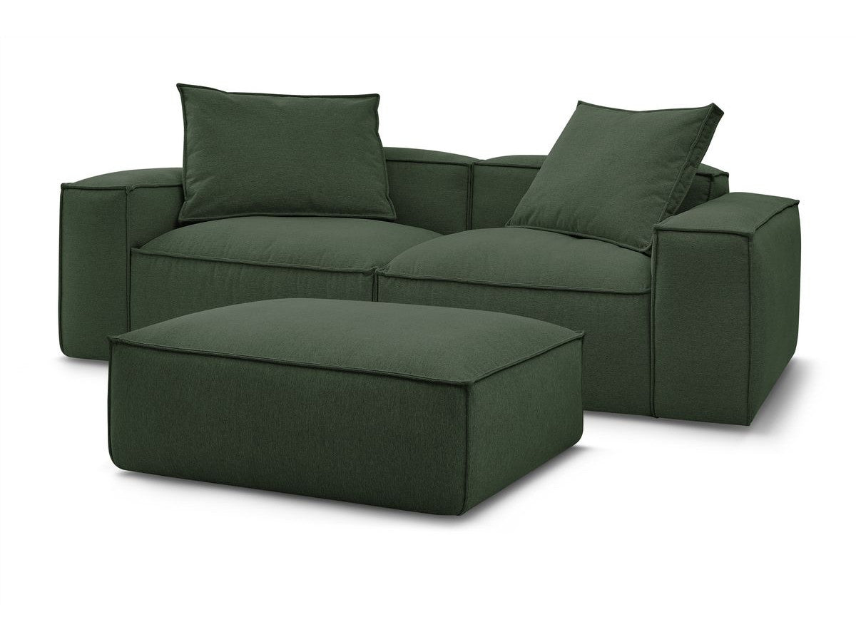 Canapé droit fixe 3 places ultra moelleux BOHEME tissu chiné avec pouf