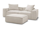 Canapé droit fixe 3 places ultra moelleux BOHEME tissu chiné avec pouf