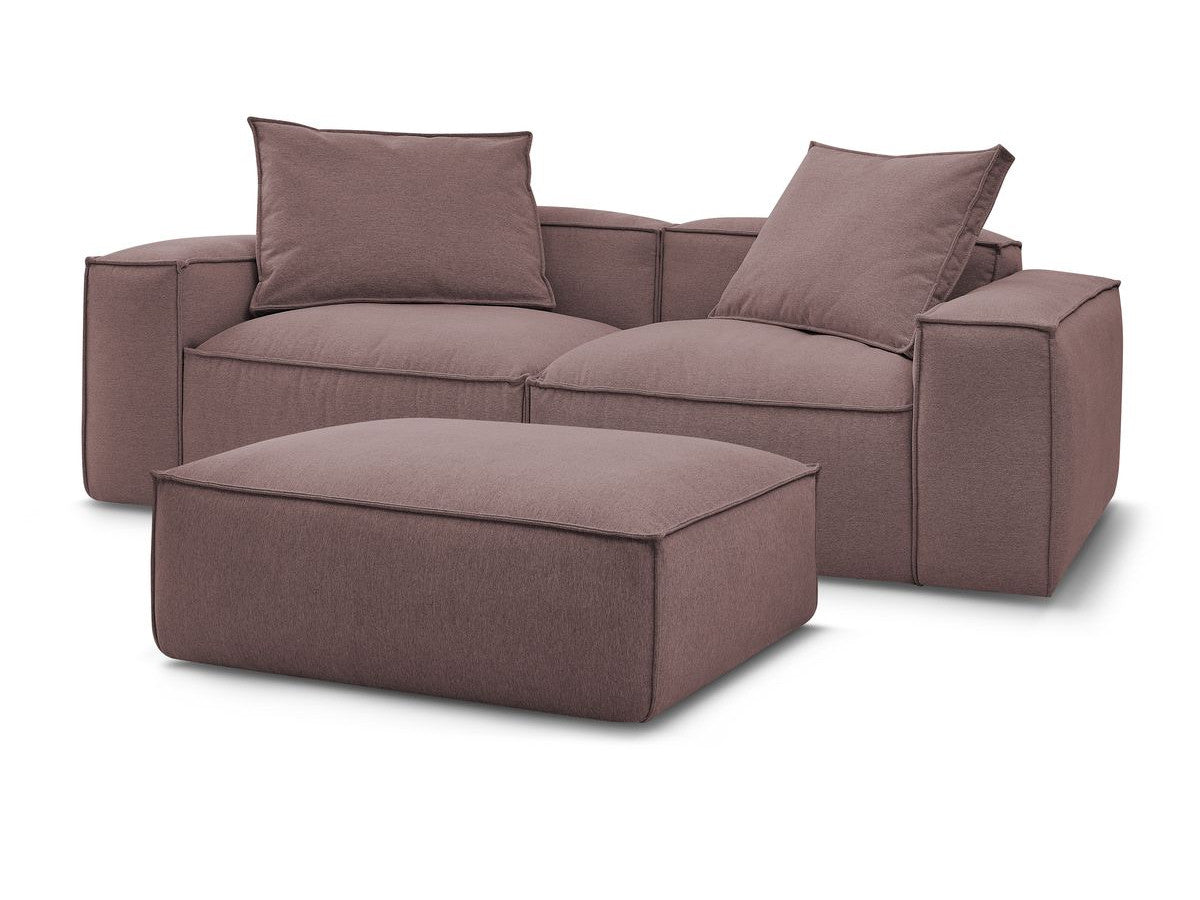 Canapé droit fixe 3 places ultra moelleux BOHEME tissu chiné avec pouf