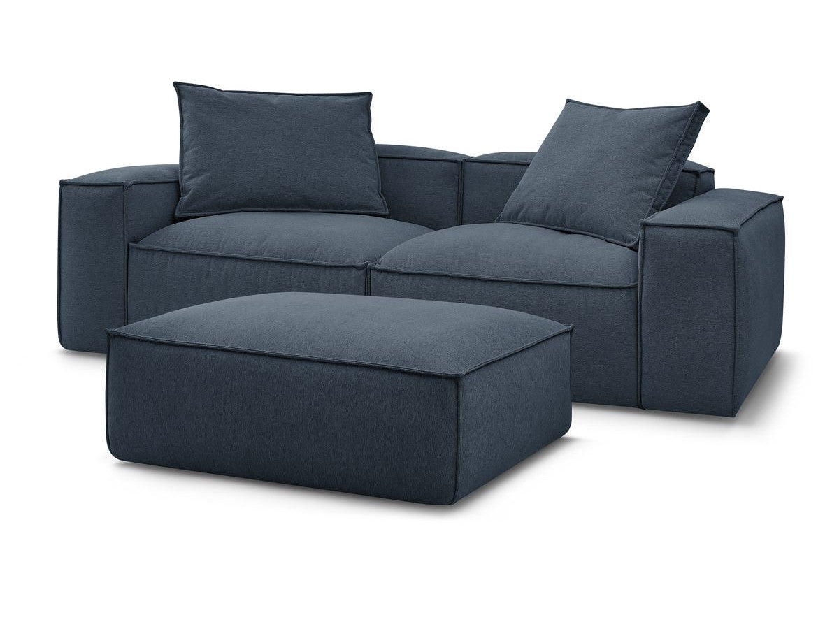 Canapé droit fixe 3 places ultra moelleux BOHEME tissu chiné avec pouf