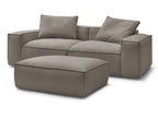 Canapé droit fixe 3 places ultra moelleux BOHEME velours côtelé avec pouf