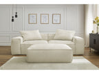 Canapé droit fixe 3 places ultra moelleux BOHEME velours côtelé avec pouf