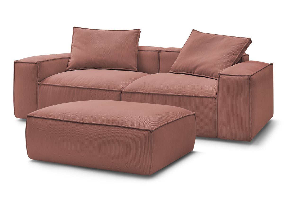 Canapé droit fixe 3 places ultra moelleux BOHEME velours côtelé avec pouf
