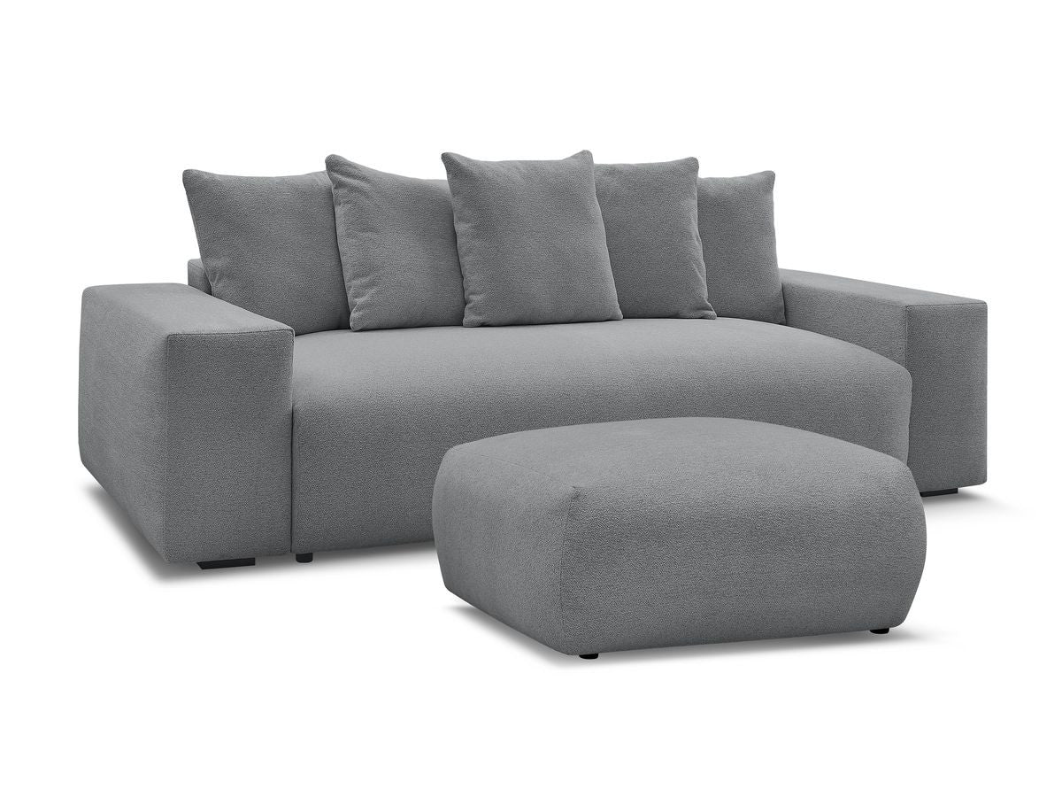 Canapé droit fixe 3 places VOLTAIRE tissu chiné avec pouf