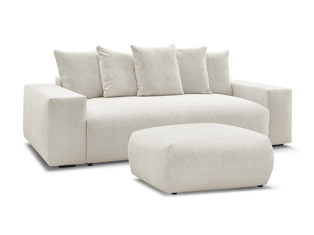 Canapé droit fixe 3 places VOLTAIRE tissu chiné avec pouf