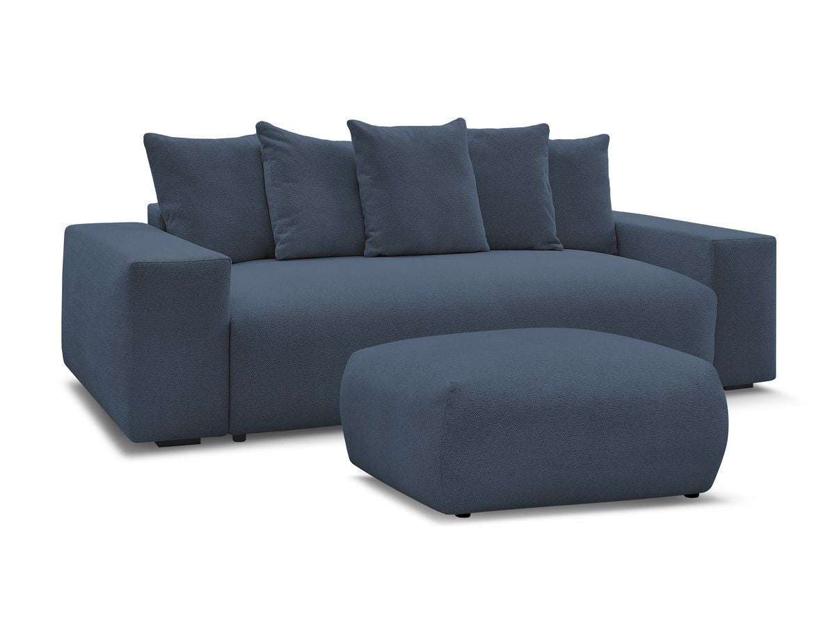 Canapé droit fixe 3 places VOLTAIRE tissu chiné avec pouf