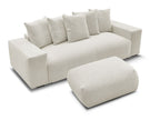 Canapé droit fixe 3 places VOLTAIRE tissu chiné avec pouf