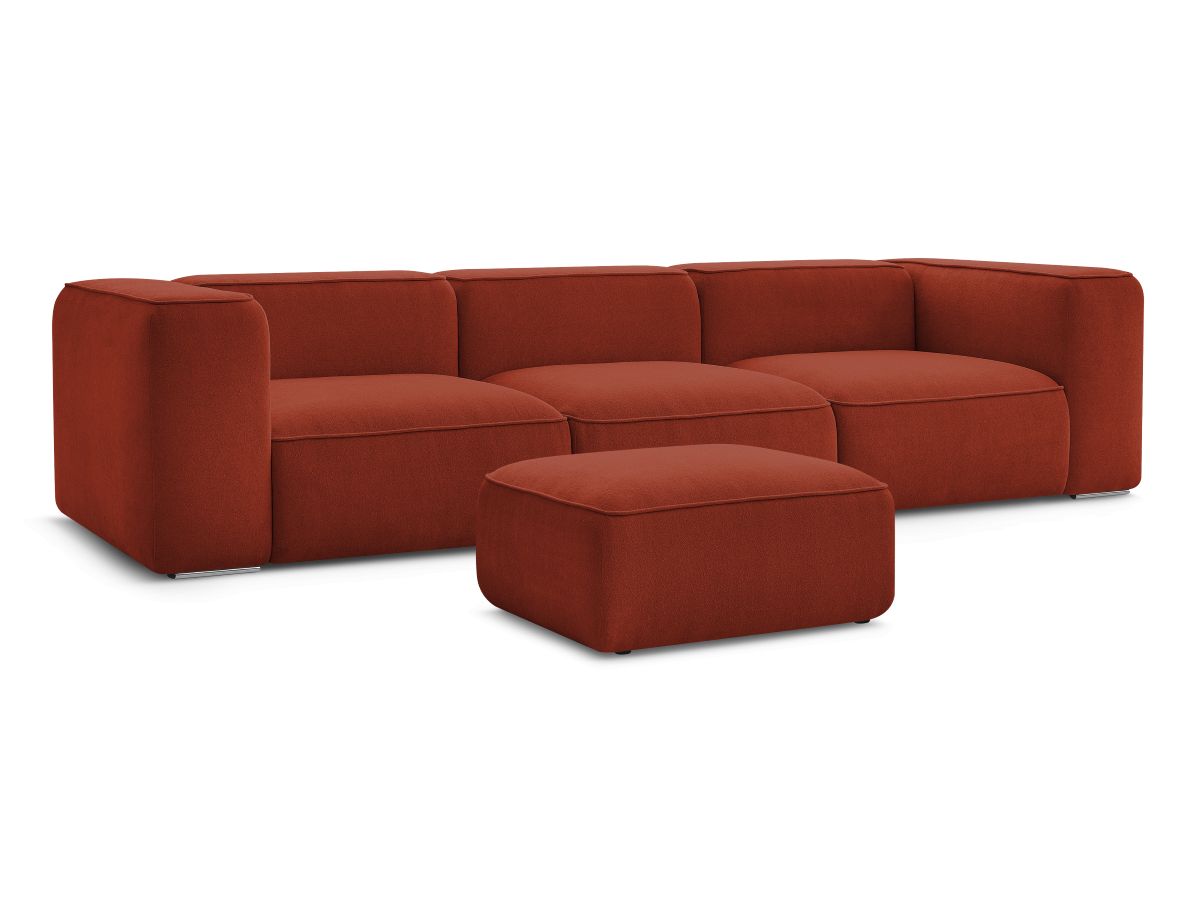 Canapé droit fixe 3 places ZEPHYR avec pouf
