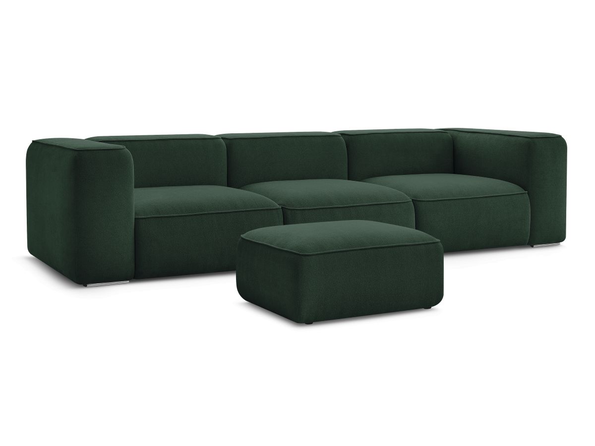 Canapé droit fixe 3 places ZEPHYR avec pouf