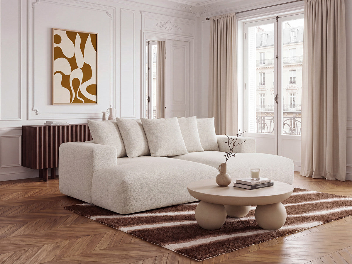 Canapé droit fixe 4 places VOLTAIRE assise profonde tissu chiné
