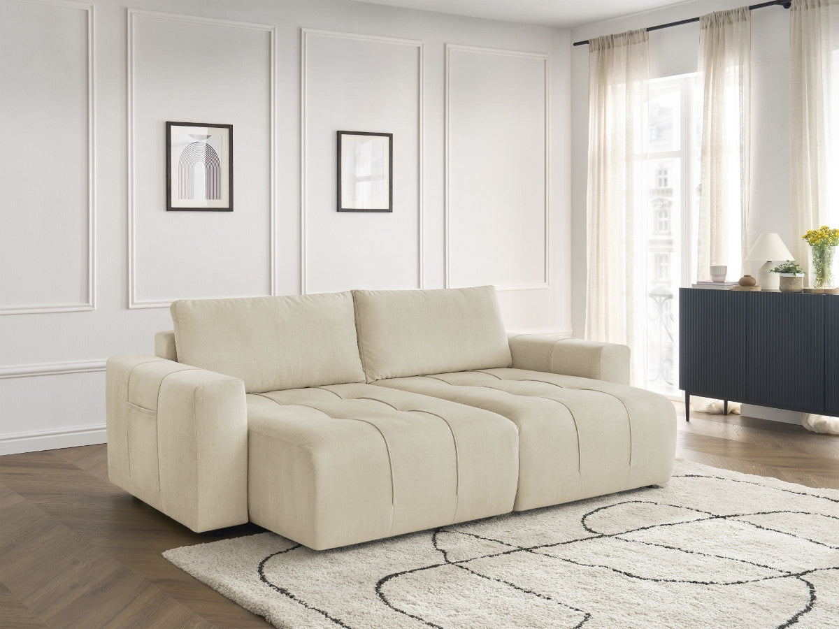 Canapé droit fixe 4 places ARSENE assise profonde velours