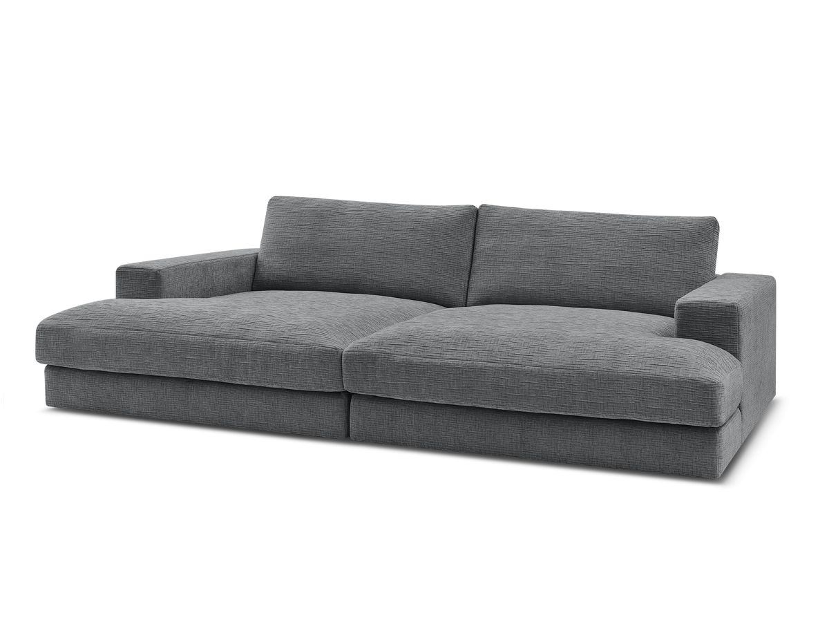 Canapé droit fixe 4 places compact LEONARD assise profonde tissu texturé
