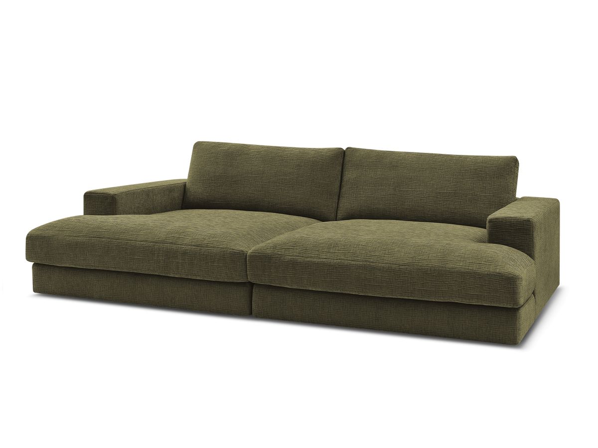 Canapé droit fixe 4 places compact LEONARD assise profonde tissu texturé