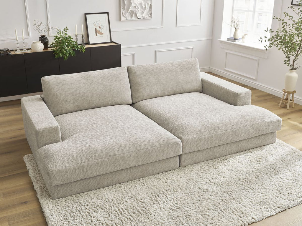 Canapé droit fixe 4 places compact LEONARD assise profonde tissu texturé