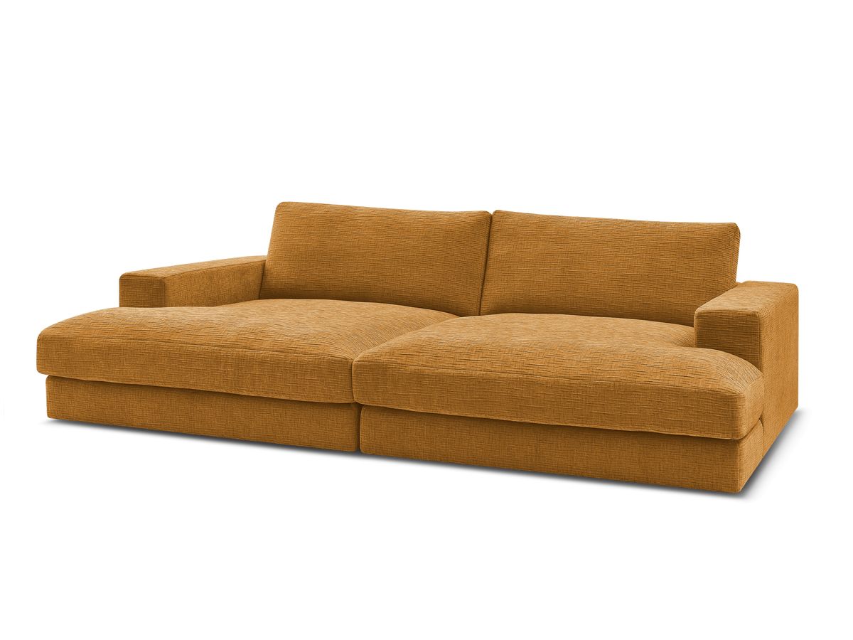 Canapé droit fixe 4 places compact LEONARD assise profonde tissu texturé