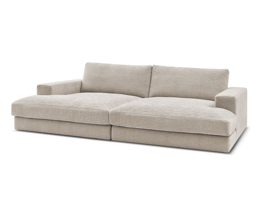 Canapé droit fixe 4 places compact LEONARD assise profonde tissu texturé