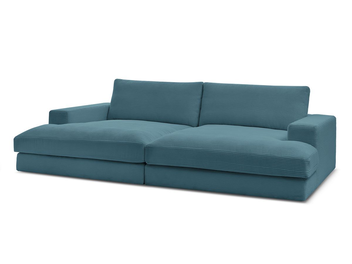 Canapé droit fixe 4 places compact LEONARD assise profonde velours côtelé
