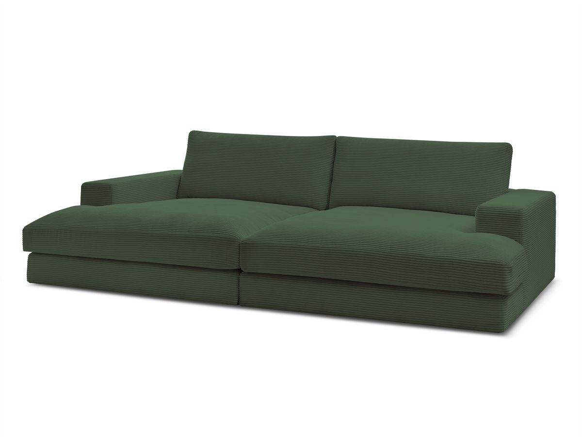 Canapé droit fixe 4 places compact LEONARD assise profonde velours côtelé