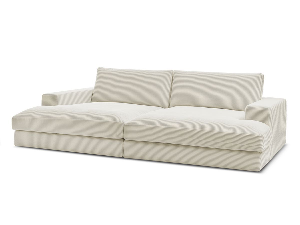 Canapé droit fixe 4 places compact LEONARD assise profonde velours côtelé