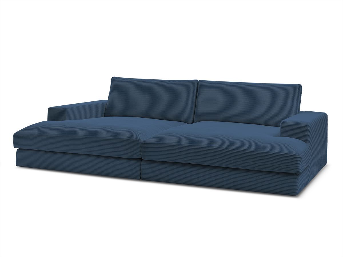 Canapé droit fixe 4 places compact LEONARD assise profonde velours côtelé