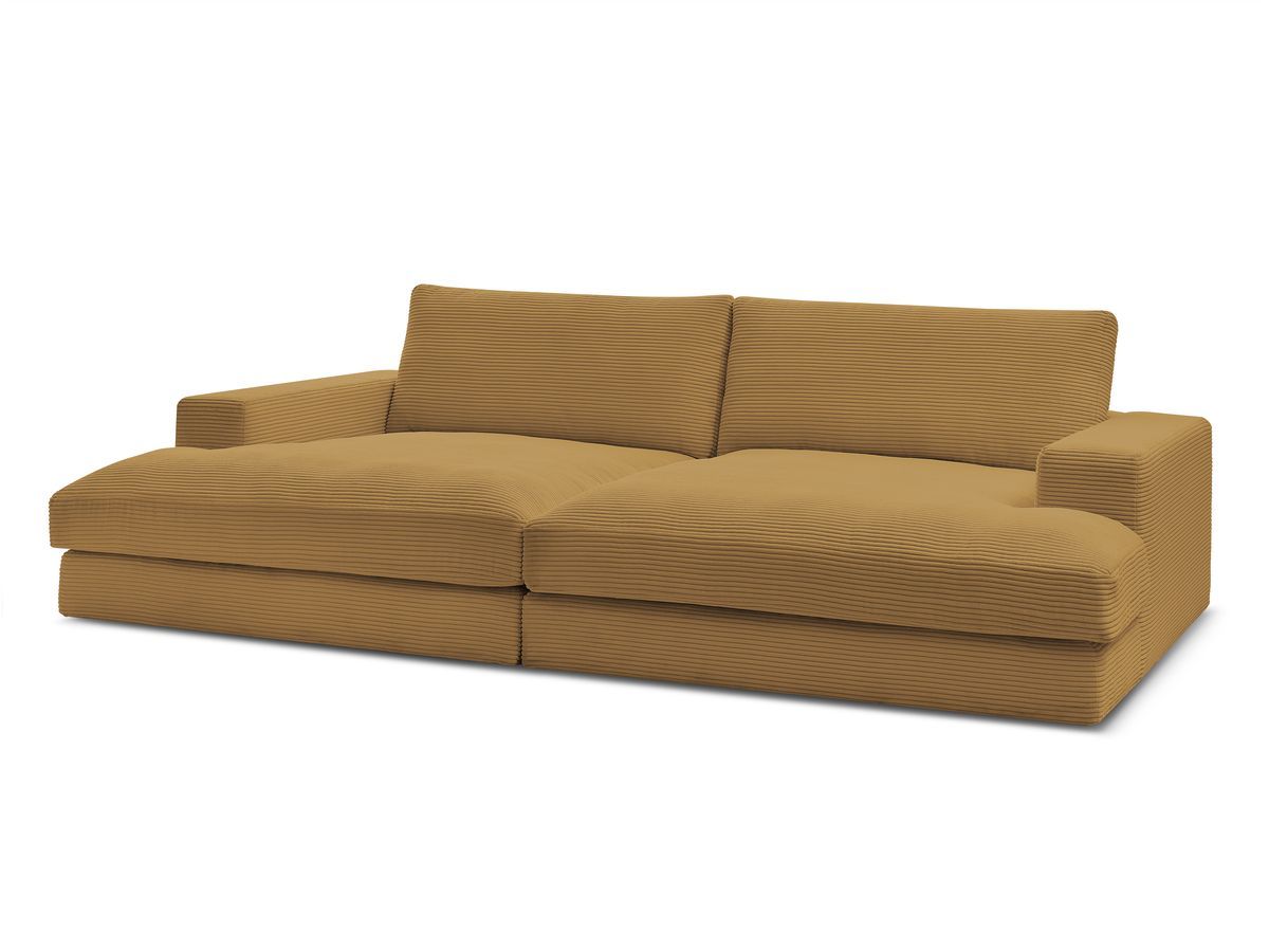Canapé droit fixe 4 places compact LEONARD assise profonde velours côtelé