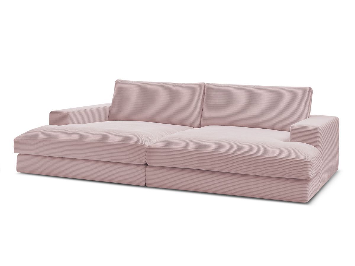 Canapé droit fixe 4 places compact LEONARD assise profonde velours côtelé