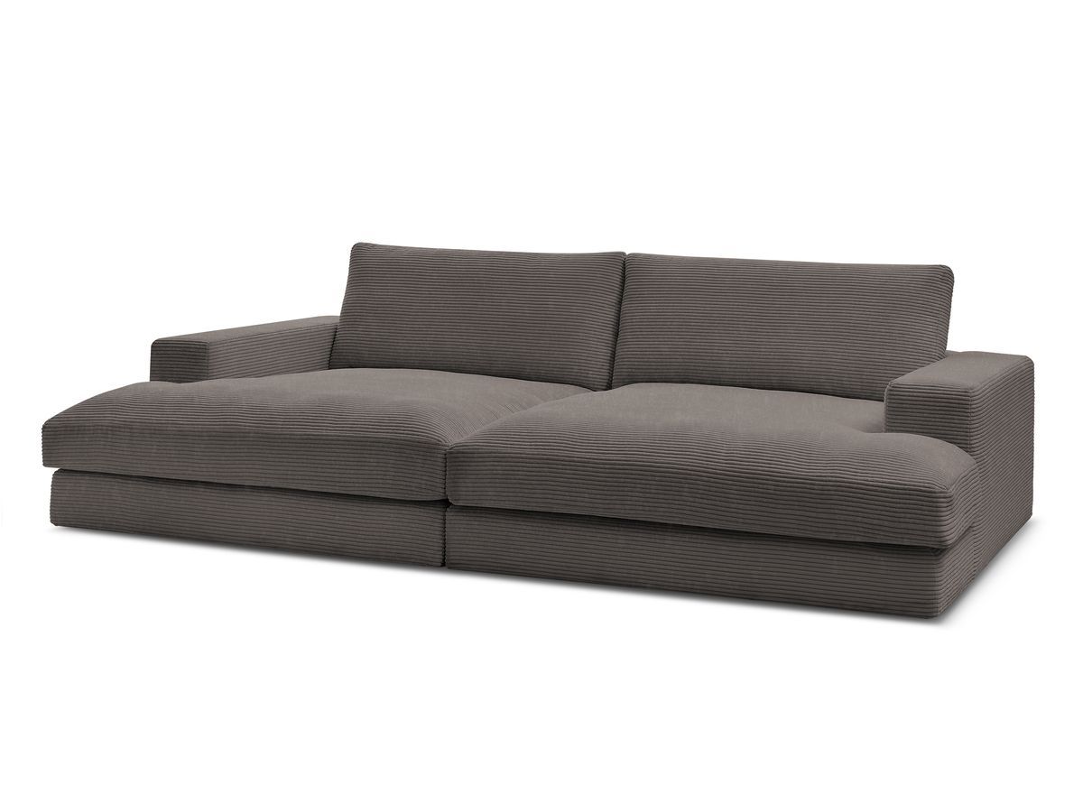 Canapé droit fixe 4 places compact LEONARD assise profonde velours côtelé