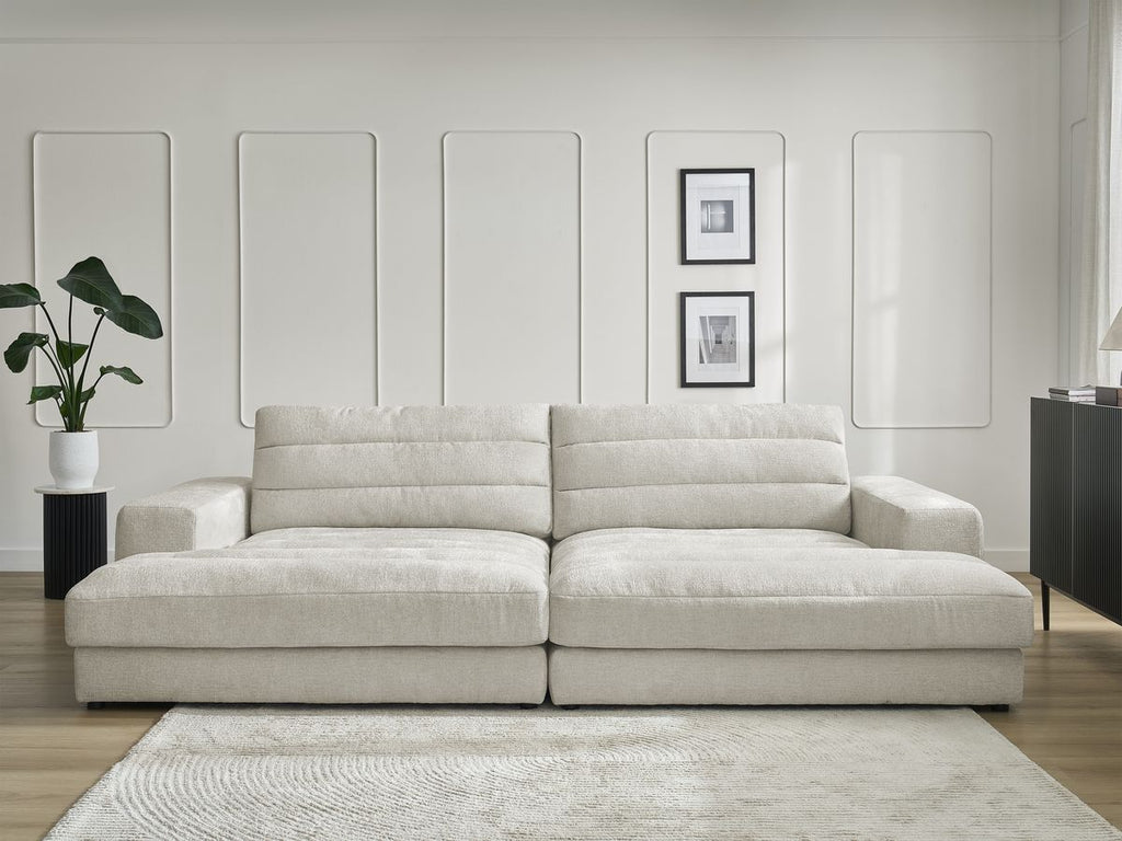 Canapé droit fixe 4 places SIERRA assise profonde tissu texturé