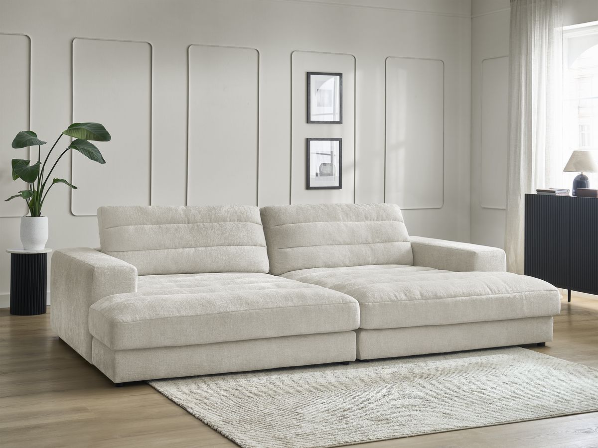 Canapé droit fixe 4 places SIERRA assise profonde tissu texturé