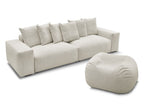 Canapé droit fixe 4 places VOLTAIRE tissu chiné avec pouf