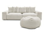 Canapé droit fixe 4 places VOLTAIRE tissu chiné avec pouf