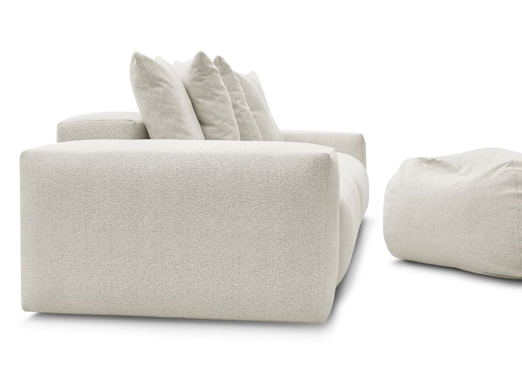 Canapé droit fixe 4 places VOLTAIRE tissu chiné avec pouf