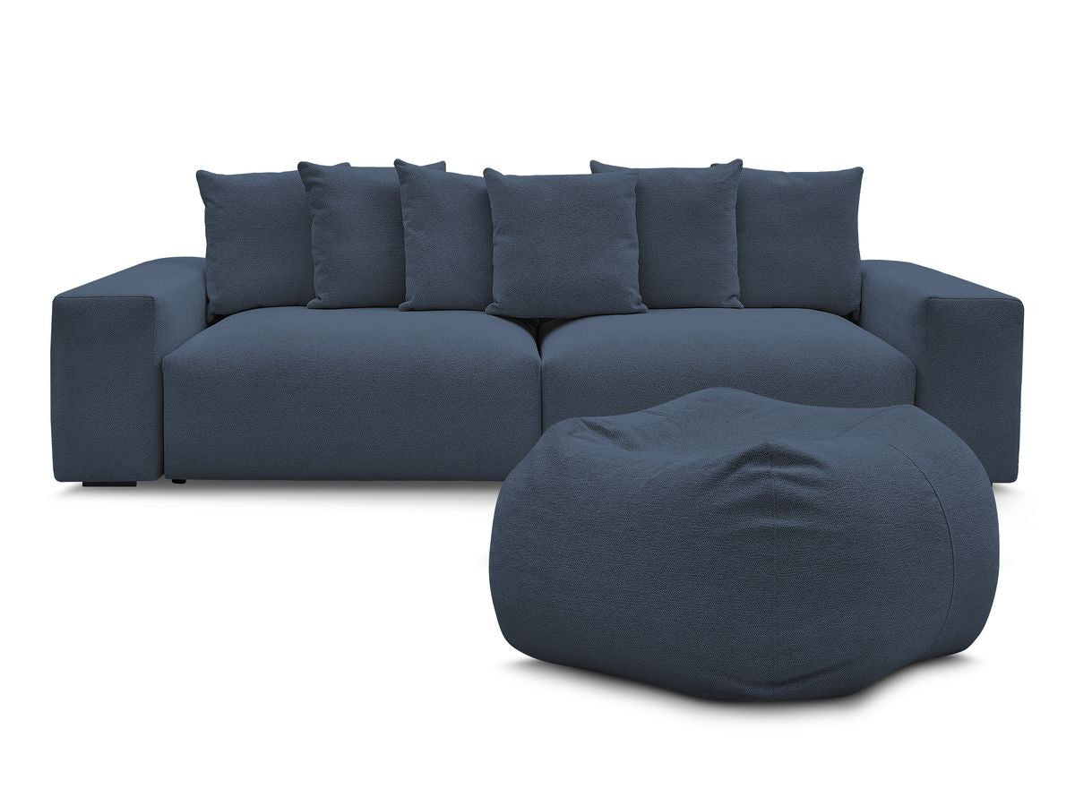 Canapé droit fixe 4 places VOLTAIRE tissu chiné avec pouf