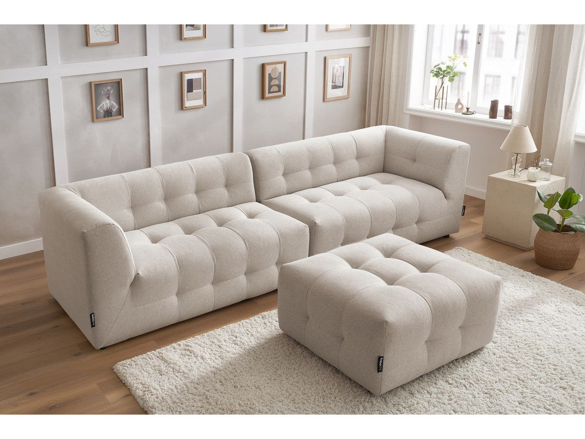 Canapé droit fixe modulable 4 places KLEBER avec pouf