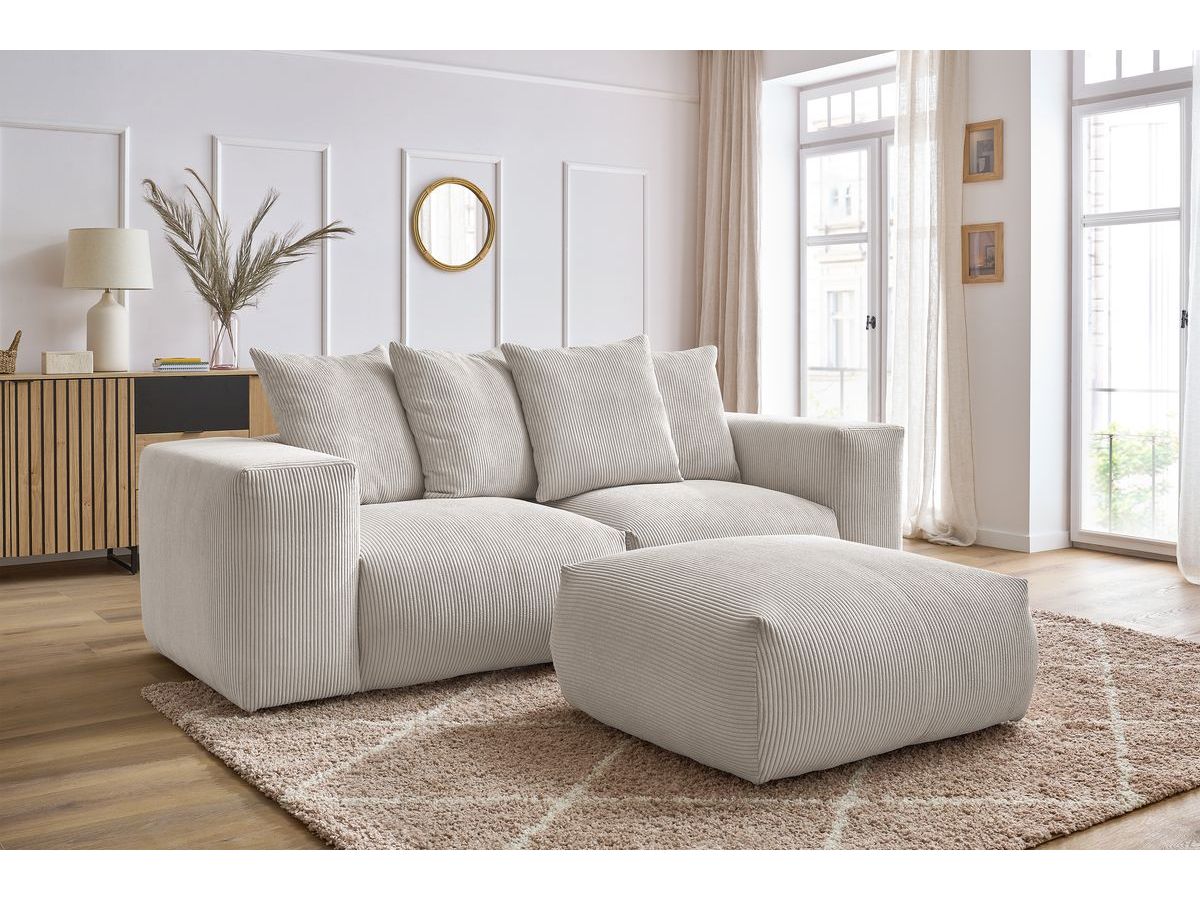 Canapé droit fixe modulable VOLTAIRE avec pouf