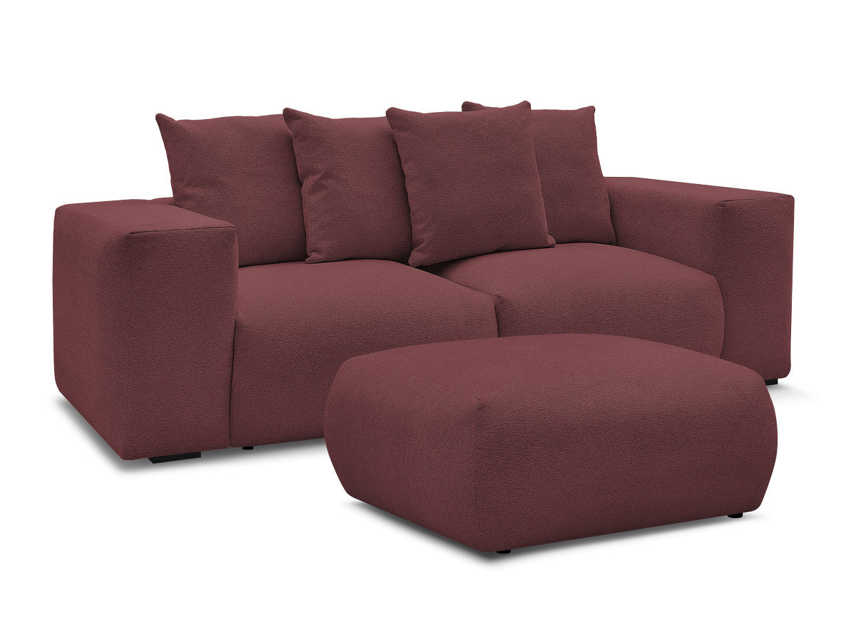 Canapé droit fixe modulable VOLTAIRE tissu chiné avec pouf