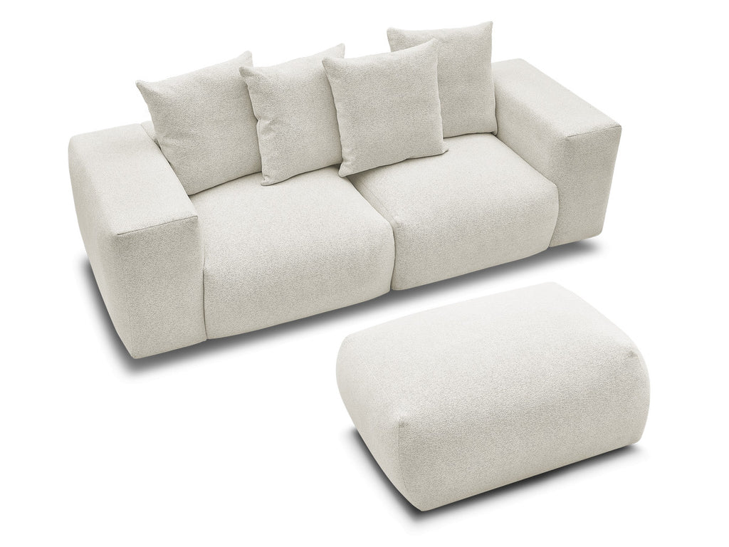 Canapé droit fixe modulable VOLTAIRE tissu chiné avec pouf