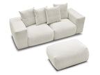 Canapé droit fixe modulable VOLTAIRE tissu chiné avec pouf
