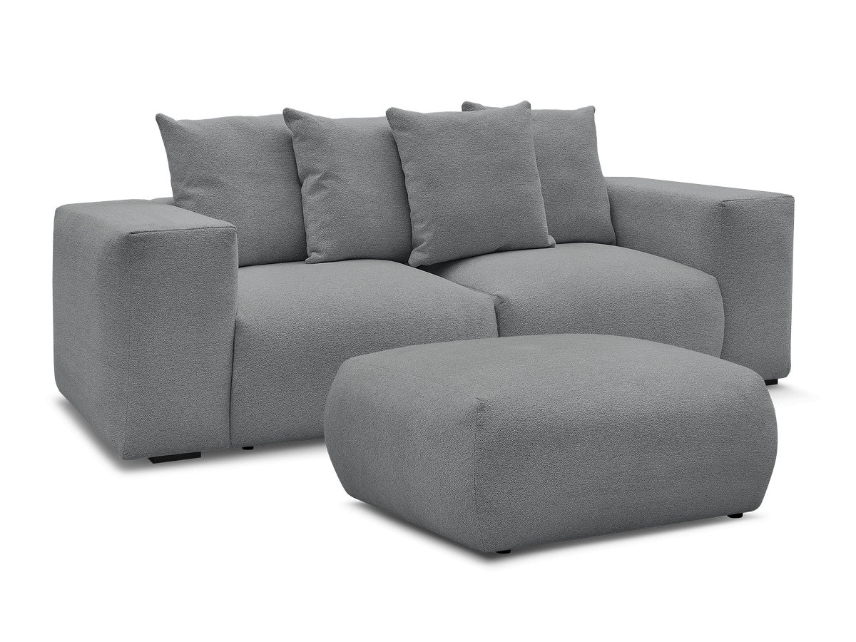 Canapé droit fixe modulable VOLTAIRE tissu chiné avec pouf